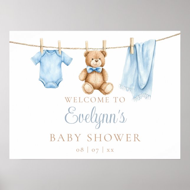 Póster Signo de bienvenida de Baby Boy Clothesline Baby S (Frente)