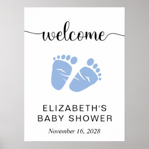 Póster Signo de bienvenida de Baby Boy Shower Blue Feed