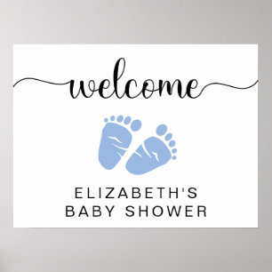 Póster Signo de bienvenida de Baby Boy Shower Blue Feed