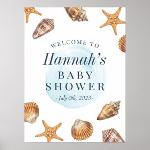 Póster Signo de bienvenida de Baby Shower Ahoy Nautical