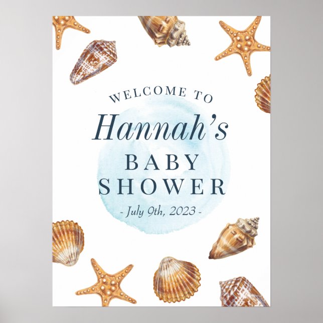 Póster Signo de bienvenida de Baby Shower Ahoy Nautical (Frente)