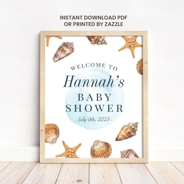 Póster Signo de bienvenida de Baby Shower Ahoy Nautical (Subido por el creador)