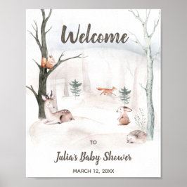 Póster Signo de bienvenida de Baby Shower, animales de Wo