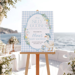 Póster Signo de bienvenida de Baby Shower azul silencioso