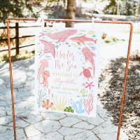 Signo de bienvenida de Baby Shower bajo Sea Chica