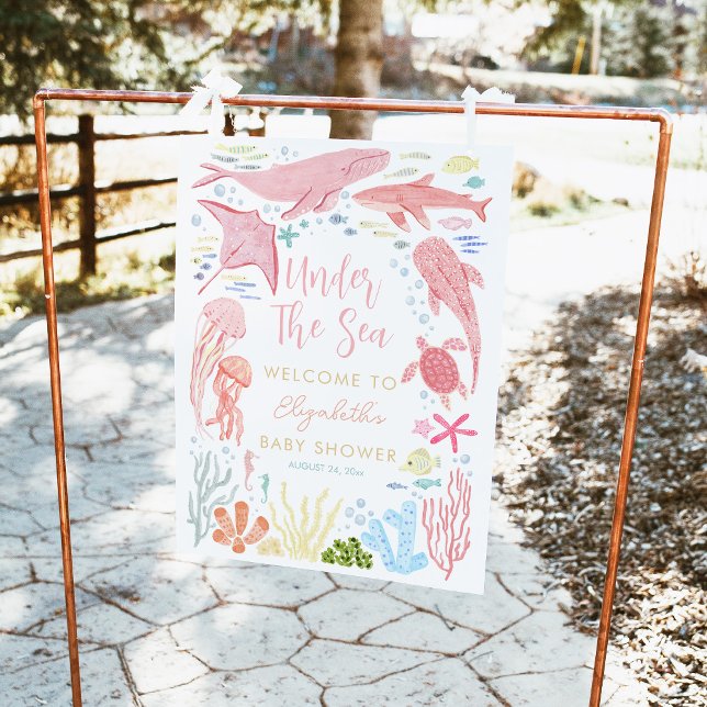 Póster Signo de bienvenida de Baby Shower bajo Sea Chica (Subido por el creador)
