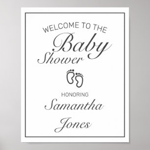Póster Signo de bienvenida de Baby Shower blanco Minimali