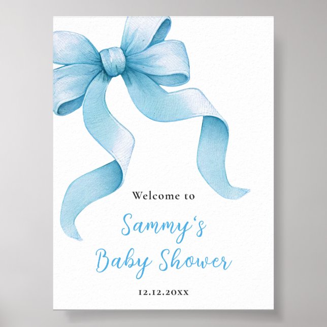 Póster Signo de bienvenida de Baby Shower Blue Coquette B (Frente)