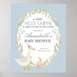 Póster Signo de bienvenida de Baby Shower Blue Silly Goos
