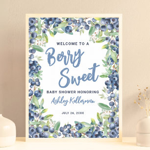Póster Signo de bienvenida de Baby Shower Blueberry Berry