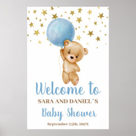 Póster Signo de bienvenida de Baby Shower Boy Bear