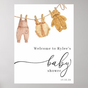 Póster Signo de bienvenida de Baby Shower clásico