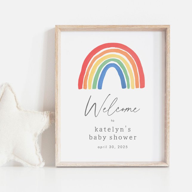 Póster Signo de bienvenida de Baby Shower con arco iris n (Subido por el creador)