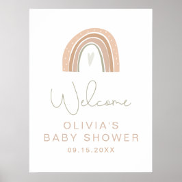 Póster Signo de bienvenida de Baby Shower con arcoiris GI