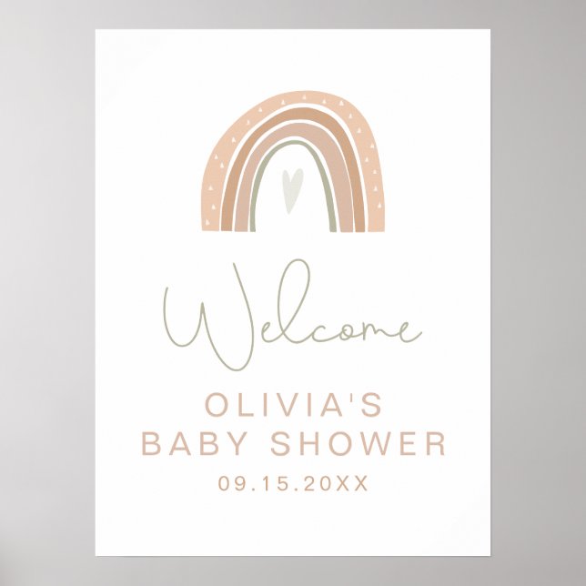 Póster Signo de bienvenida de Baby Shower con arcoiris GI (Frente)