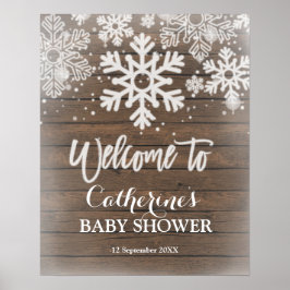 Póster Signo de bienvenida de Baby Shower con copo de nie