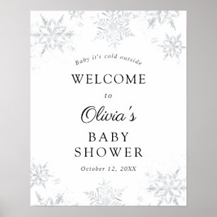 Póster Signo de bienvenida de Baby Shower con copo de nie