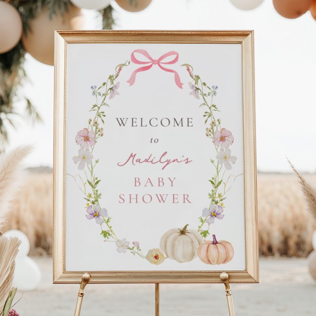 Póster Signo de bienvenida de Baby Shower con flor de cal (Subido por el creador)