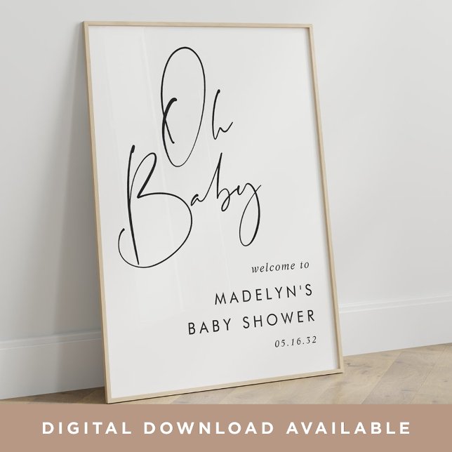 Póster Signo de bienvenida de Baby Shower con guión Minim (Subido por el creador)