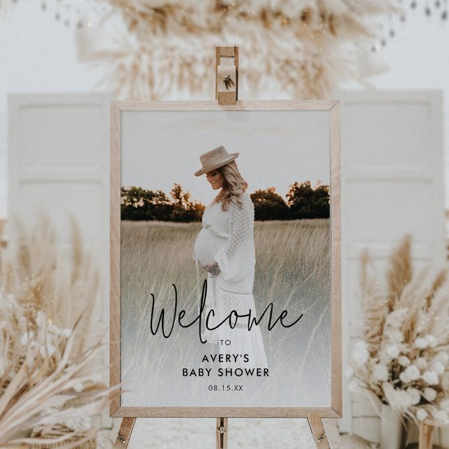 Póster Signo de bienvenida de Baby Shower con guión moder (Subido por el creador)