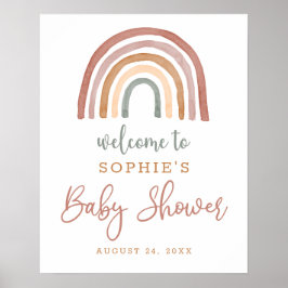 Póster Signo de bienvenida de Baby Shower con tonos apaga