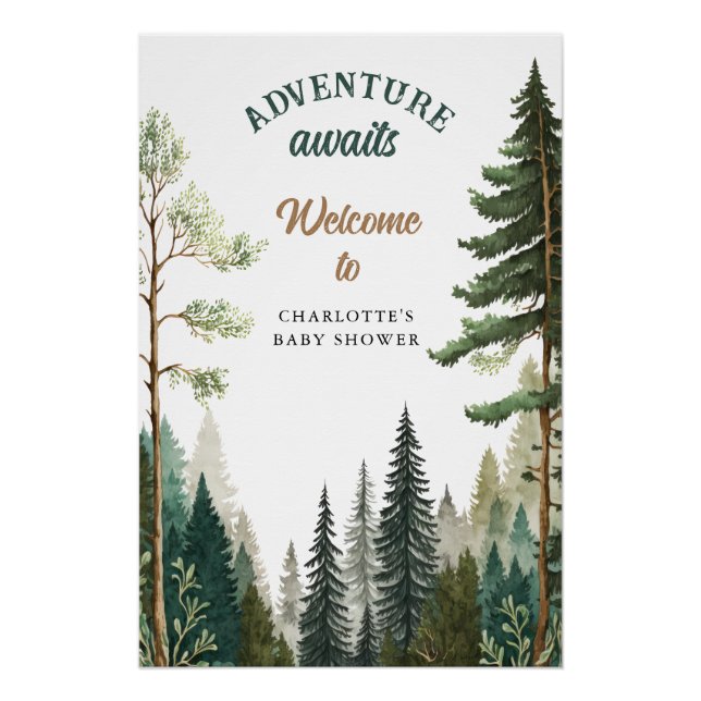 Póster Signo de bienvenida de Baby Shower de Adventure Fo (Anverso)