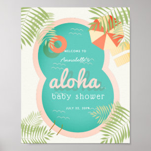 Póster Signo de bienvenida de Baby Shower de Aloha Tropic