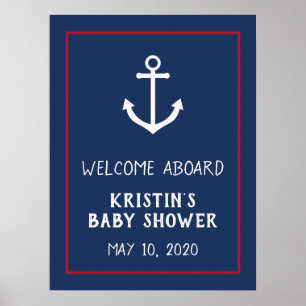 Póster Signo de bienvenida de Baby Shower de anclaje naum