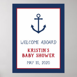 Póster Signo de bienvenida de Baby Shower de anclaje naum