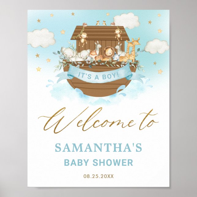 Póster Signo de bienvenida de Baby Shower de Ark Boy moda (Frente)