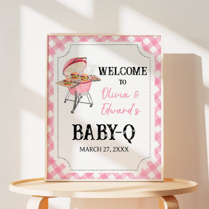 Póster Signo de bienvenida de Baby Shower de barbacoa ros