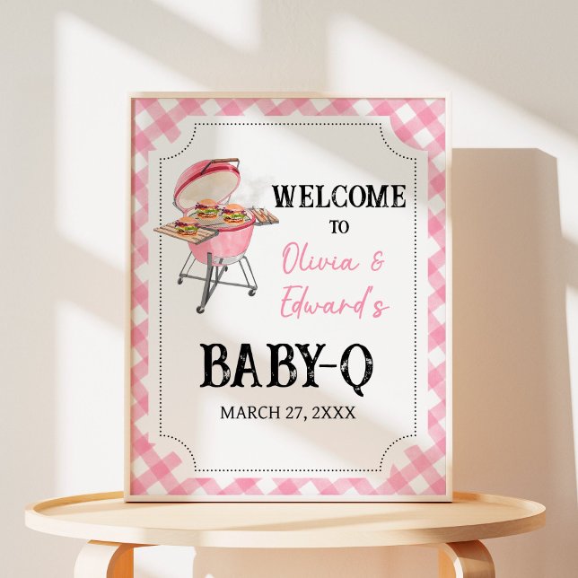 Póster Signo de bienvenida de Baby Shower de barbacoa ros (Subido por el creador)