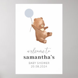 Póster Signo de bienvenida de Baby Shower de Bear Blue Ba