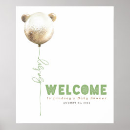 Póster Signo de bienvenida de Baby Shower de Bear de Oso 