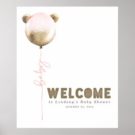 Póster Signo de bienvenida de Baby Shower de Bear de Oso 