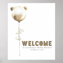 Póster Signo de bienvenida de Baby Shower de Bear de Oso 