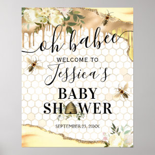 Póster Signo de bienvenida de Baby Shower de Bee de Vinta
