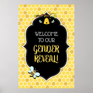 Póster Signo de bienvenida de Baby Shower de Bee Gender R