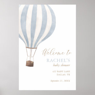 Póster Signo de bienvenida de Baby Shower de Blue Air Bal