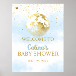 Póster Signo de bienvenida de Baby Shower de Blue Gold Ov