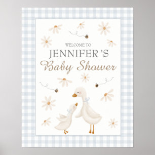 Póster Signo de bienvenida de Baby Shower de Blue Goose