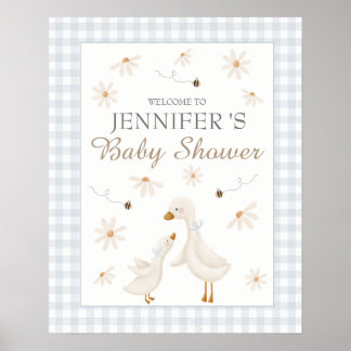 Póster Signo de bienvenida de Baby Shower de Blue Goose
