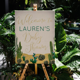 Póster Signo de bienvenida de Baby Shower de Boho Cactus