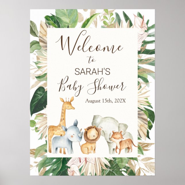 Póster Signo de bienvenida de Baby Shower de Boho Greener (Frente)