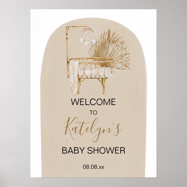 Póster Signo de bienvenida de Baby Shower de Boho Nursery (Frente)
