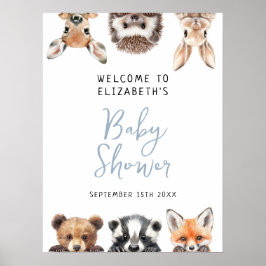 Póster Signo de bienvenida de Baby Shower de Boy Cute Woo