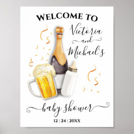 Póster Signo de bienvenida de Baby Shower de burbujas y c