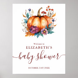 Póster Signo de bienvenida de Baby Shower de calabaza rus