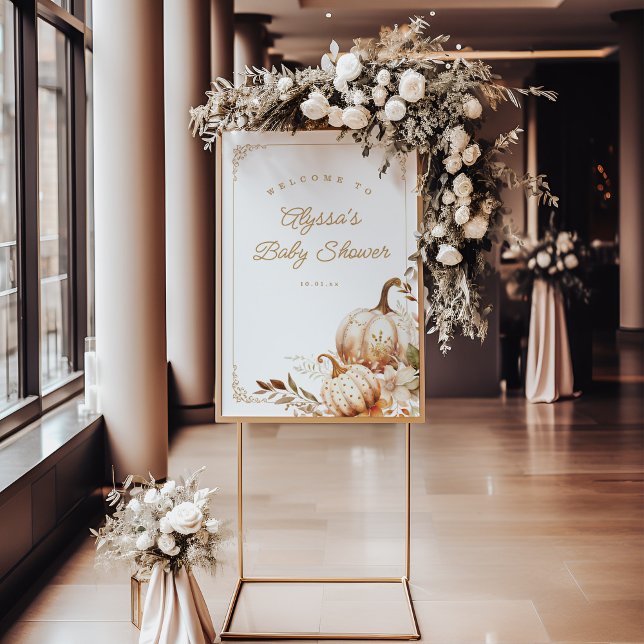 Póster Signo de bienvenida de Baby Shower de calabaza y f (Subido por el creador)