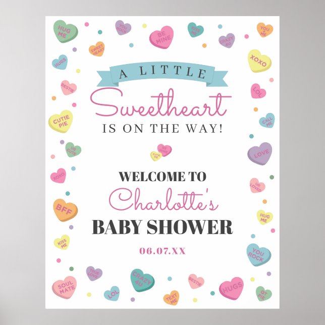 Póster Signo de bienvenida de Baby Shower de Candy de bie (Frente)
